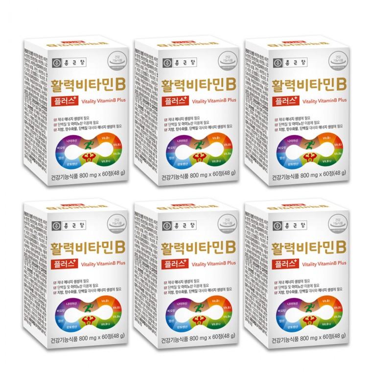 종근당 활력비타민B 플러스 800mg x 60정 6박스