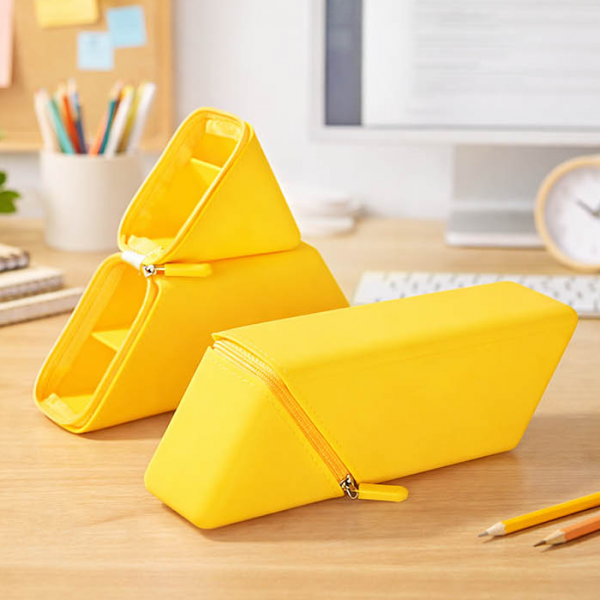 스탠드형 필통 실리콘 펜슬케이스 사선지퍼 디자인