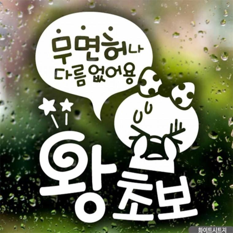 자동차스티커 무면허왕초보 쁘띠 초보운전 화이트 부모님운전스티커 초보운전스티커 안전운전스티커