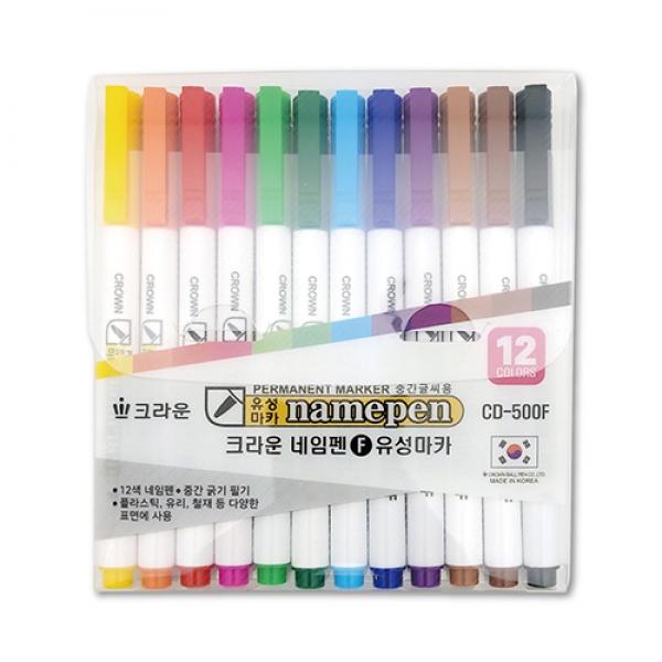 444C] 8400 크라운 네임펜F 12색 (4개세트)