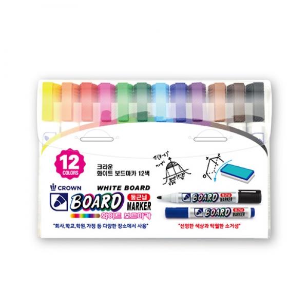 444B] 8400 크라운 화이트 보드마카 12색 (4개세트)