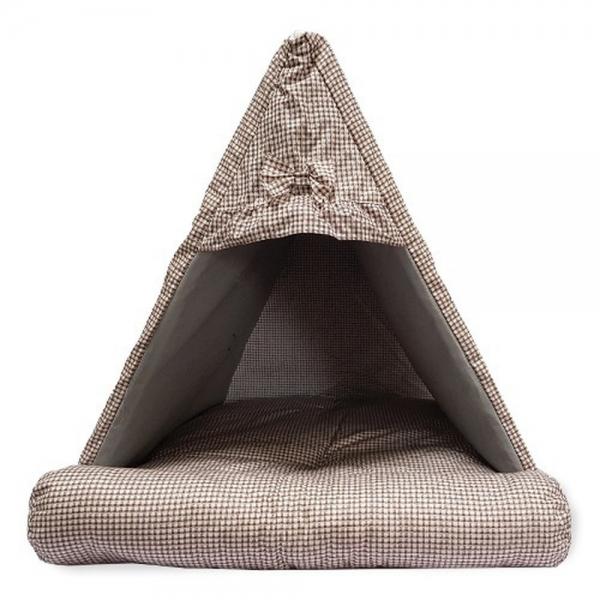 퍼피하우스 강아지하우스 삼각하우스 체크 (브라운) 애견 펫 강아지집