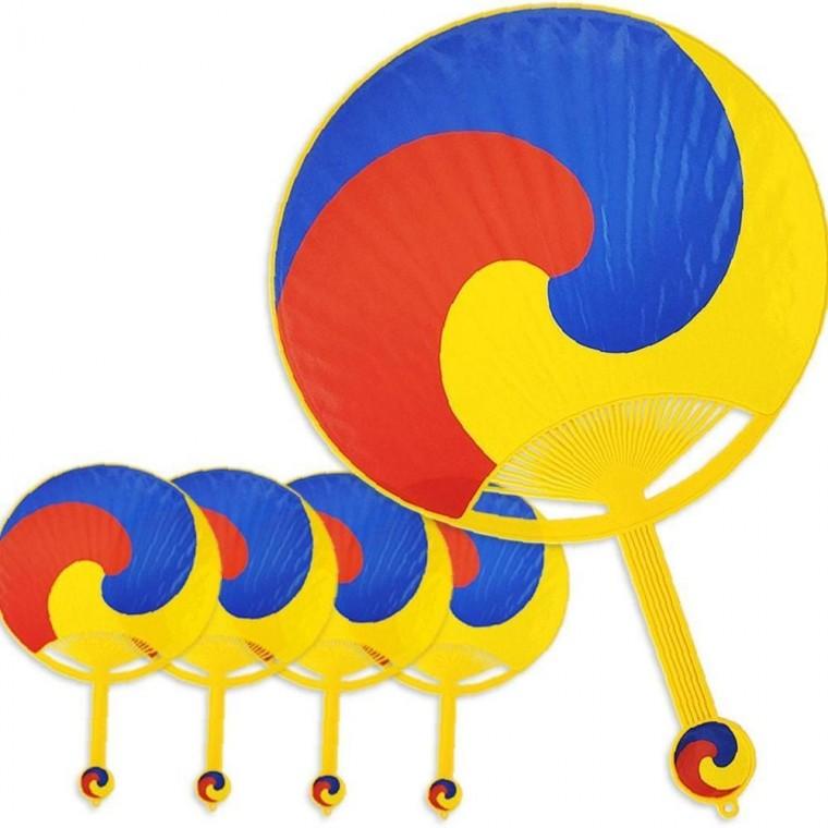 리빙토크 태극왕부채(5매) 견고 28cm 손부채 종이부채 여름