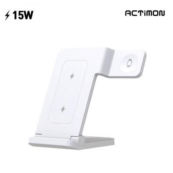 [액티몬] 3in1 15w 고속 무선 충전패드 M-3IN1-WATCH (케이블 미포함)