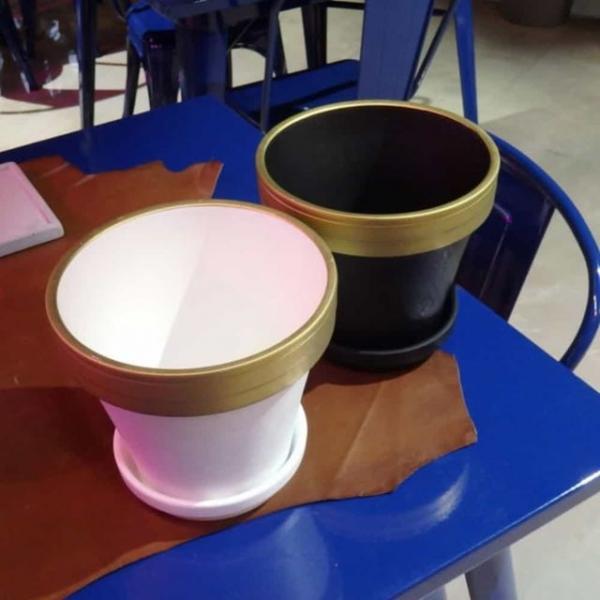 도기 흰색 20x19 화분 거실인테리어화분 특이한화분