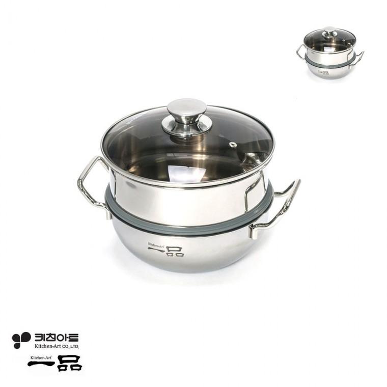 통삼중 2단 찜냄비 20cm 떡찜솥 스텐찜기 인덕션찜기냄비