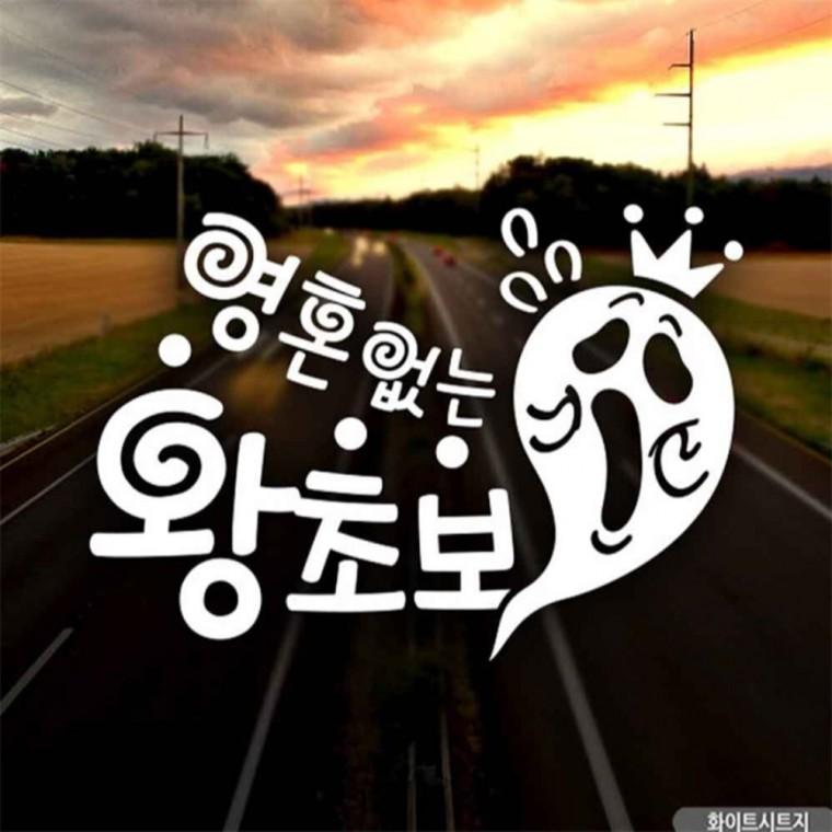 자동차스티커 영혼없는왕초보 초보운전 화이트시트지 안전거리스티커 꾸미기데코스티커 부모님운전스티커