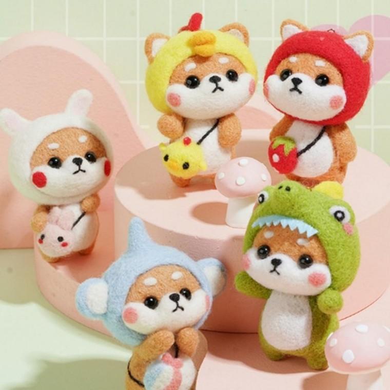 DIY 사바견 양모펠트 흔들인형 가방걸이 10종 세트 인형diy키트 취미생활 만들기키트