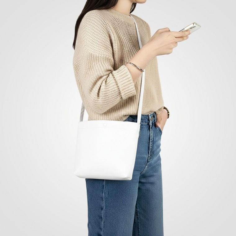 원버튼 캔버스 스마트 미니 크로스백(화이트)