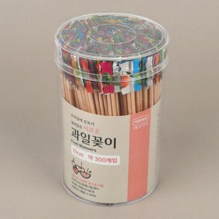 원형 과일꽂이 자작나무 300p 여러색 업소
