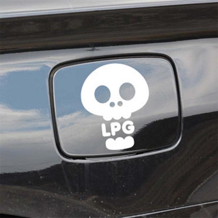 자동차 주유구스티커 해골 LPG 화이트 경유표시 혼유방지스티커 휘발유표시