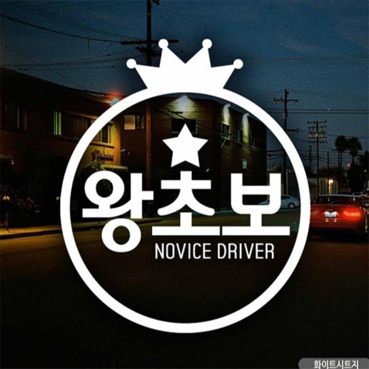 자동차스티커 왕관 왕초보 초보운전 화이트시트지 꾸미기데코스티커 고령운전자스티커 양보운전스티커