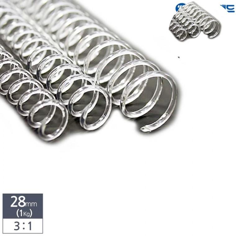 제본용 3대1 투명 PET 코일링 1Kg 28mm 제본코일링 바인더링 제본링
