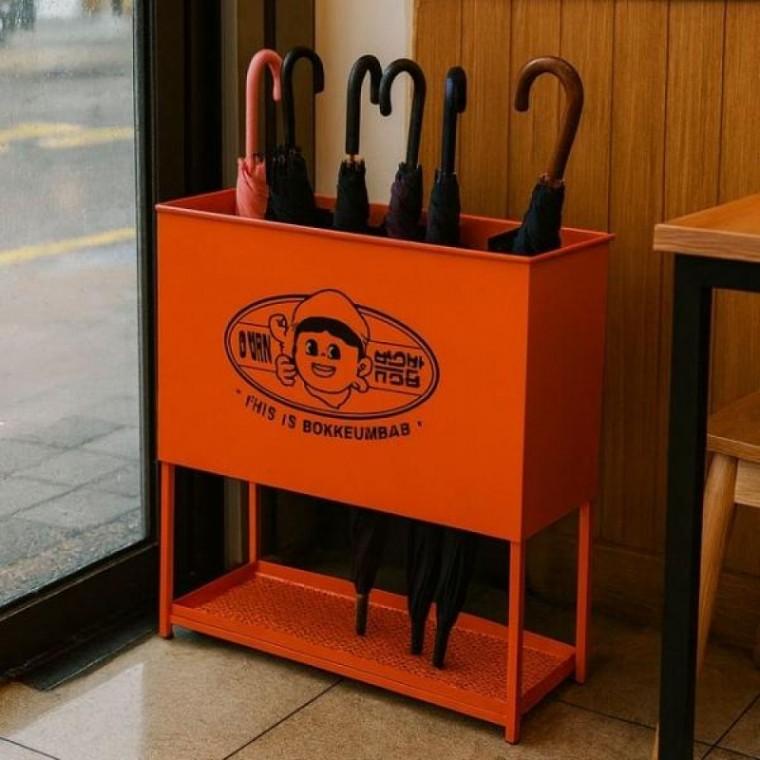입간판우산꽂이 로고제작 오렌지 22구 우산꽂이 베이직 개업선물 대용량 매장 철제