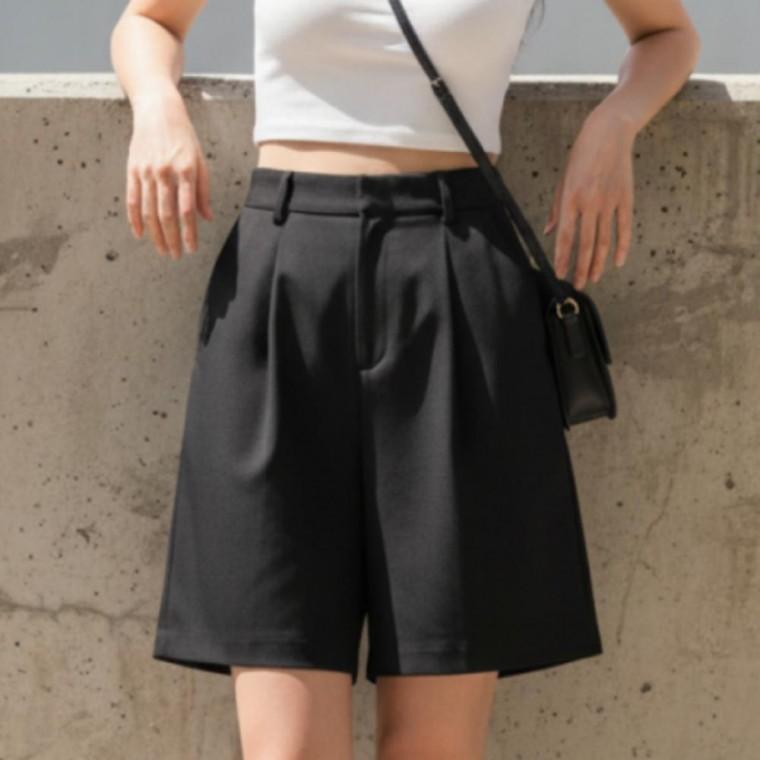 여성 여름 반바지 슬랙스 5부 뒷밴딩 정장 버뮤다 팬츠