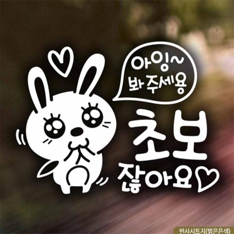 자동차스티커 아잉봐주세용 애교토끼 초보운전 반사 부모님운전스티커 초보운전스티커 안전거리스티커