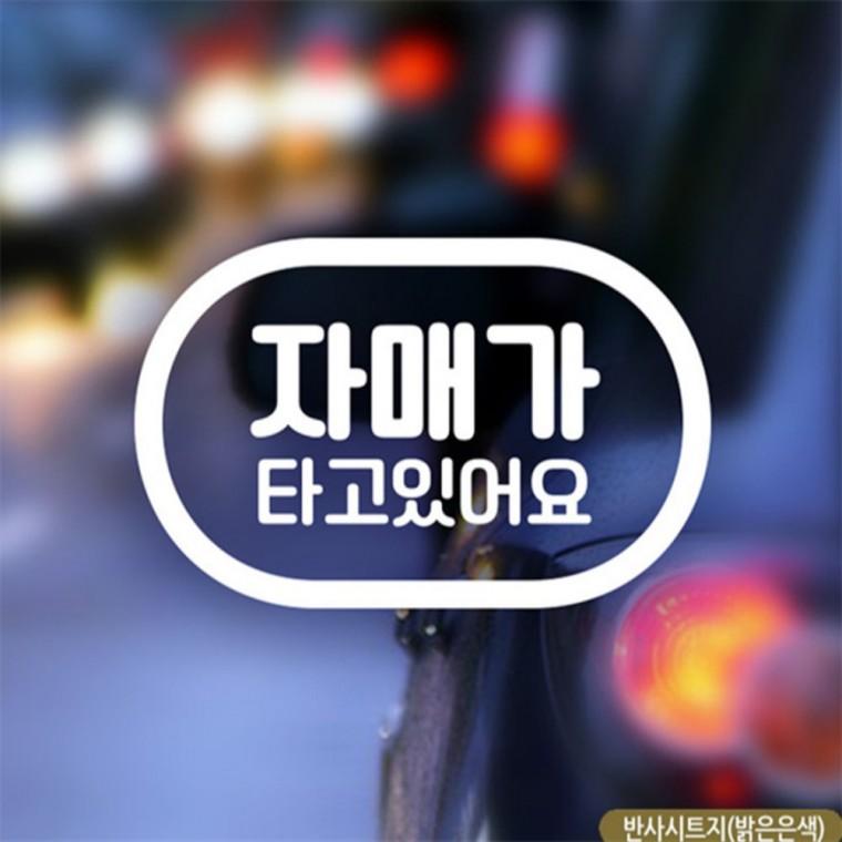 캡슐문구 자매가 타고있어요 자동차스티커 반사 임산부운전스티커 안전거리스티커 양보운전스티커