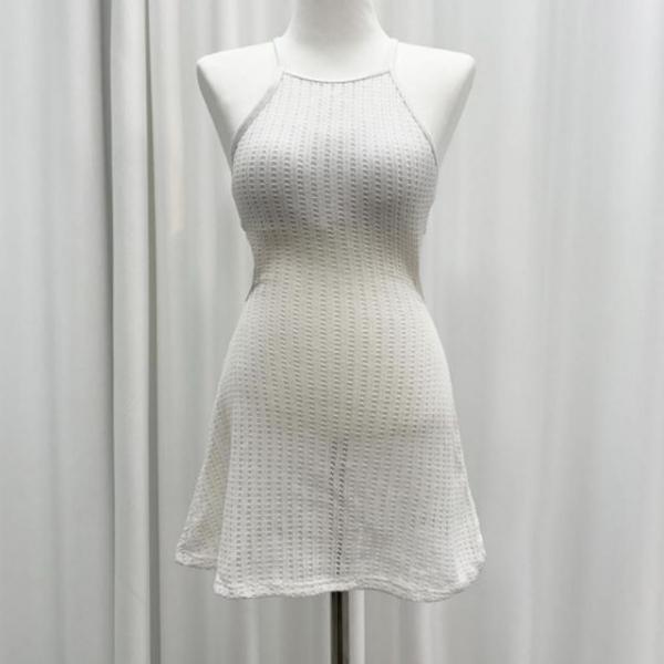 여성 수영복 홀터넥 니트 비치웨어 커버업 나시 원피스