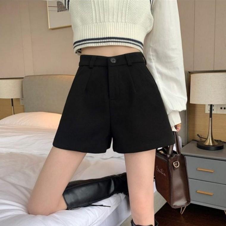 키밍 모직 A라인 반바지 하이웨스트 패션 여성 팬츠 여자반바지코디 여성반바지 겨울반바지