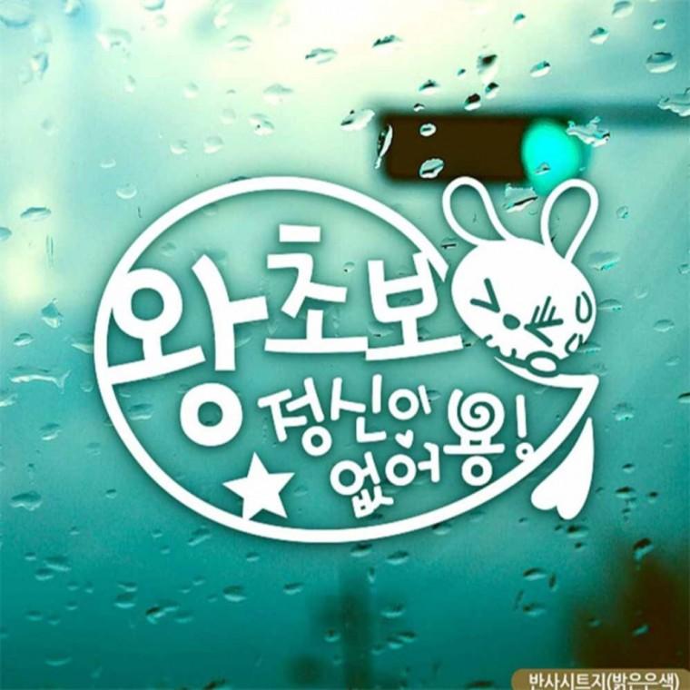 자동차스티커 말풍선 왕초보토끼 초보운전 반사 안전운전스티커 부모님운전스티커 고령운전자스티커