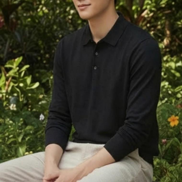 남성 여름 메쉬 긴팔 카라 아이스 냉감 쿨 티셔츠