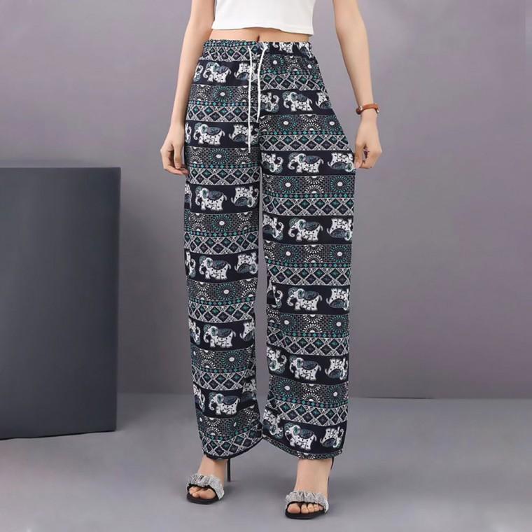 휴양지 코끼리 패턴 밴딩 쿨 팬츠 4color DK-0362