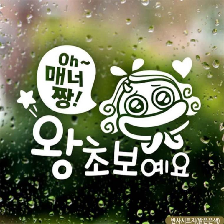 자동차스티커 Oh매너짱 왕초보예요 반사시트지 안전거리스티커 차량스티커 양보운전스티커