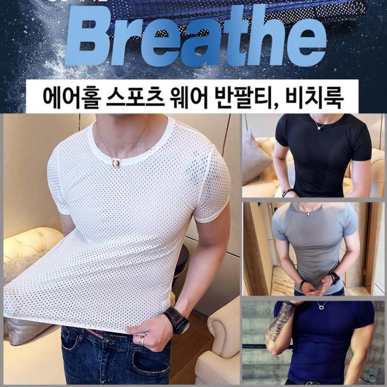 에어홀 스포츠 웨어 냉감 티셔츠 골프 이너웨어
