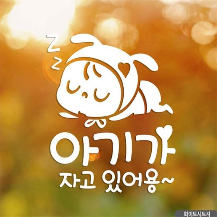 자동차스티커 아기가자고있어용 쿨쿨 화이트시트지 부모님운전스티커 고령운전자스티커 양보운전스티커
