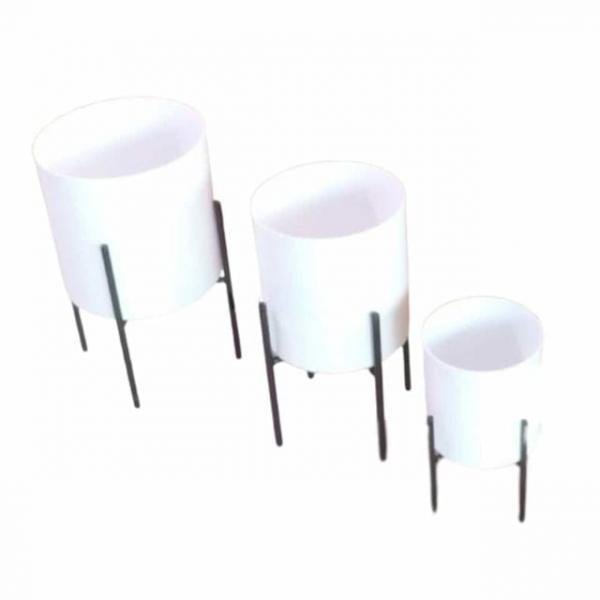 법랑 원통 화분 15X16 인테리어화분 화이트화분