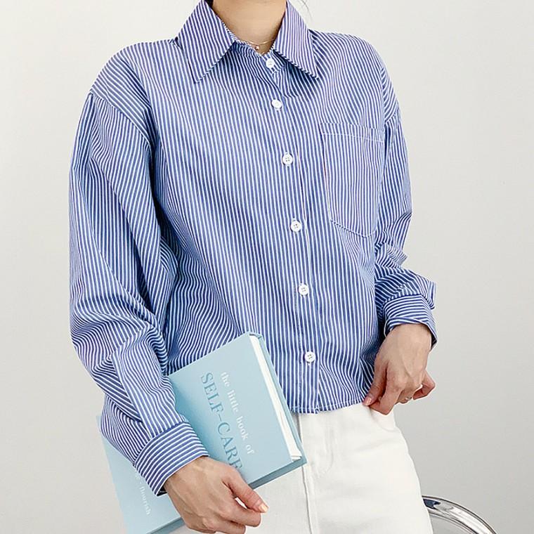 여자 캐주얼룩 스트라이프 루즈핏 긴팔 셔츠 남방
