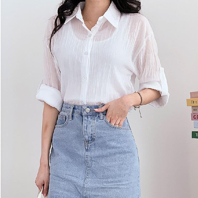 여성 출근룩 파스텔 루즈핏 블라우스 셔츠