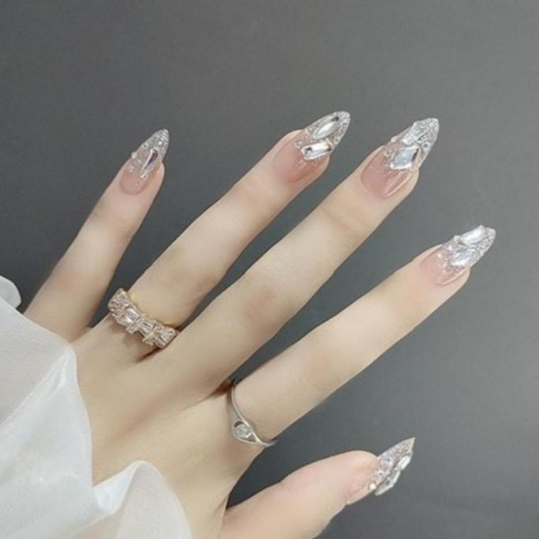 다이아 셀프 네일 아트 세트 24pcs 웨딩 젤 네일 디자인 네일재료 웨딩네일팁 손톱연장