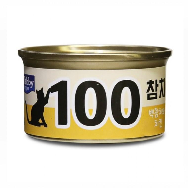 테비 고양이캔 100참치 (백참치와 치킨) 80g x 24개 (1박스) 간식캔 고양이 통조림
