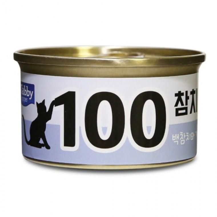 테비 고양이캔 100참치 (백참치와 게) 80g x 24개 (1박스) 간식캔 고양이 통조림