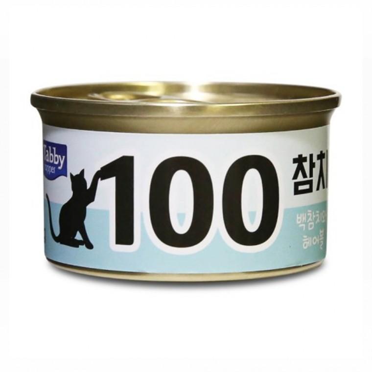 테비 고양이캔 100참치 (백참치와 헤어볼) 80g x 24개 (1박스) 간식캔 고양이 통조림