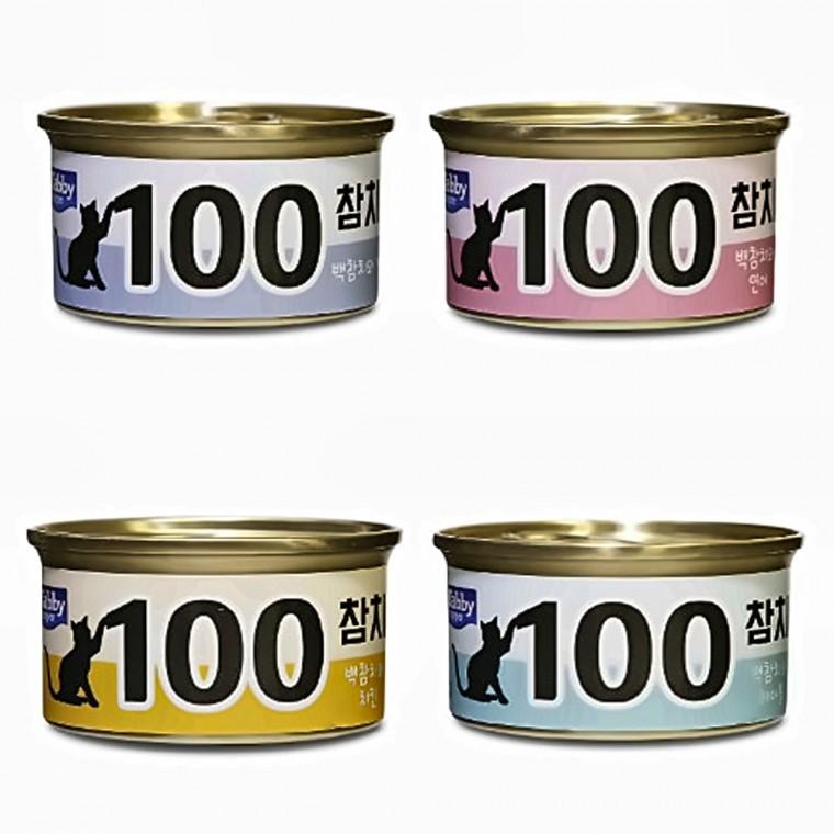 테비 고양이캔 100참치 (4종 콤보) 80g x 24개 (1박스) 간식캔 고양이 통조림
