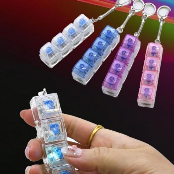 딸깍이 키링 LED 일자 4구 테트리스 키홀더 열쇠고리