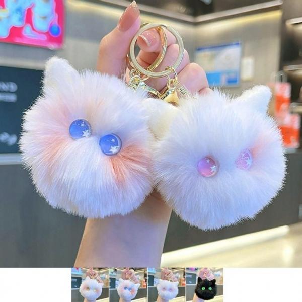 고양이 털키링 열쇠고리 자동차키링 가방털 장식 악세서리 품품이 키홀더 방울키링