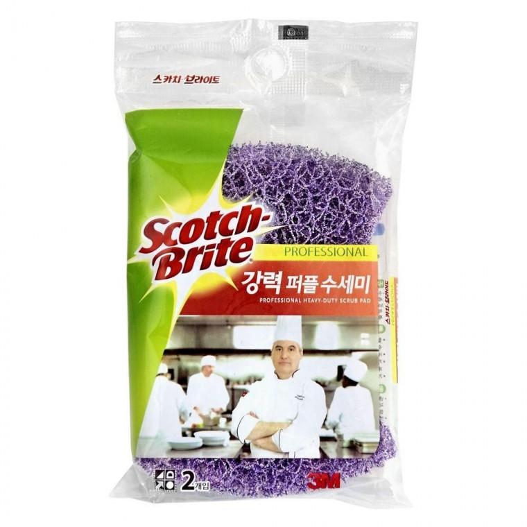 3M 강력퍼플 수세미2p 양면설거지 다목적 찌든때 청소