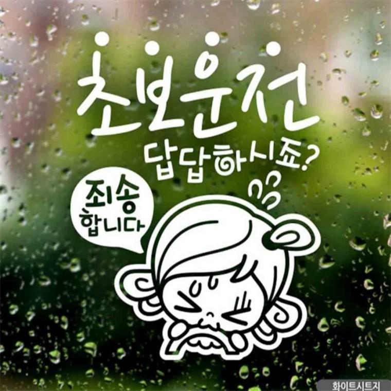 자동차스티커 초보답답 초순이 초보운전 화이트시트지 차량스티커 초보운전스티커 안전거리스티커