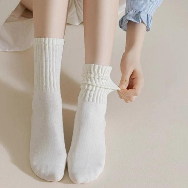 여자 무지 중목 탄탄 버블 삭스 6켤레 사계절 양말