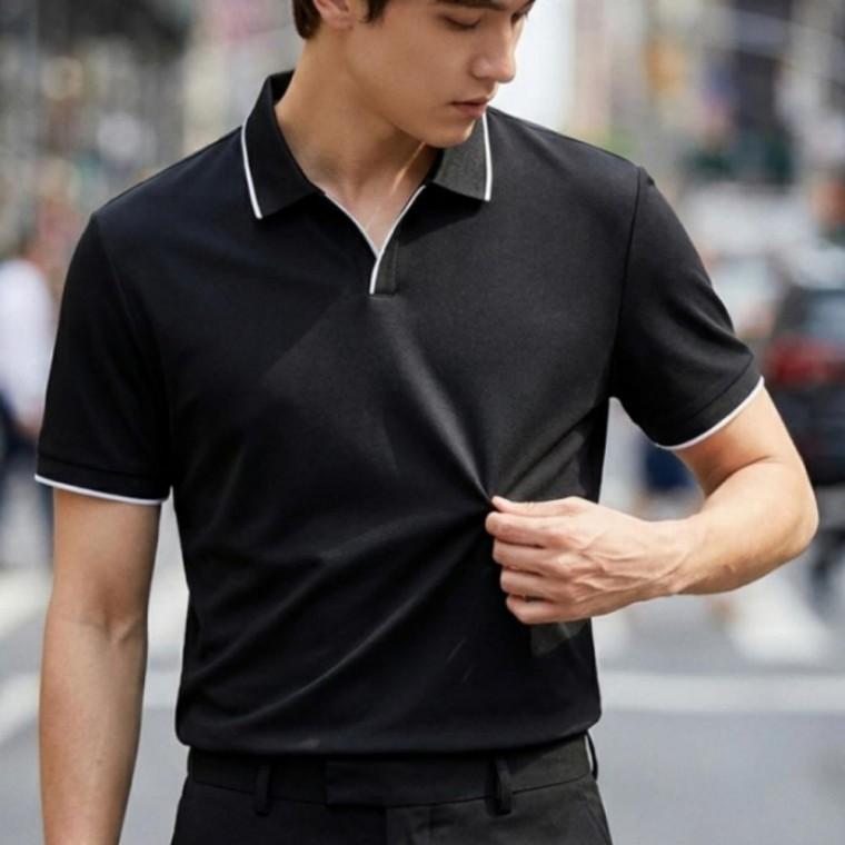 남성 여름 쿨링 메쉬 무지 반팔 카라 셔츠 티셔츠