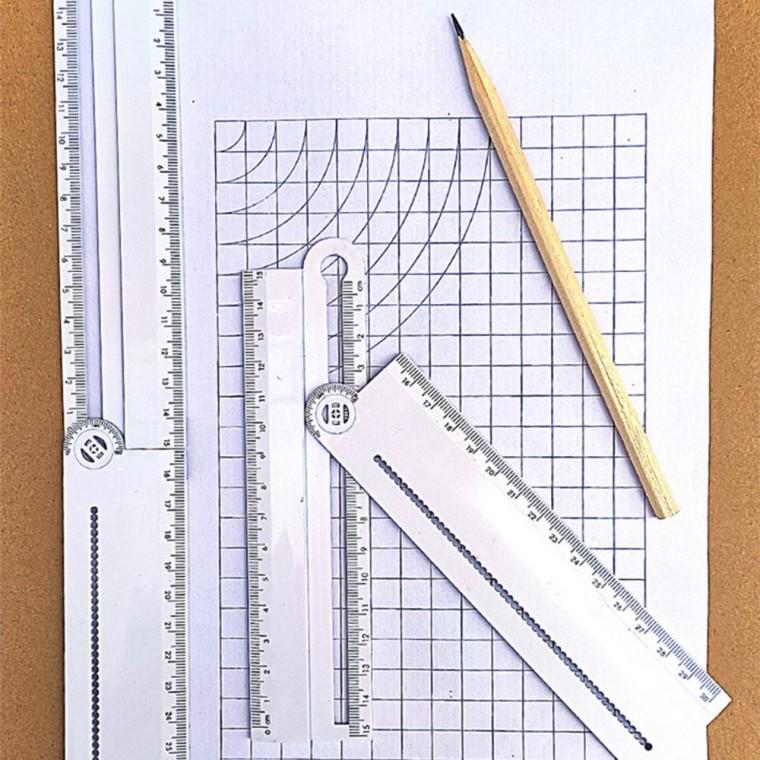 다기능자 다기능 30cm 자 각도기 콤파스 학생 사무용 직각자