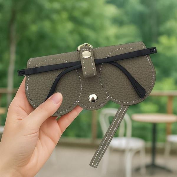 트렌디 소가죽 선글라스 케이스 +스트랩 안경집 파우치 선글라스케이스 (그레이)