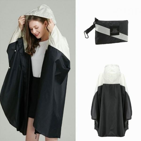 남성 여성 망또형 레인코트 방수 우의 라이더 비옷 파우치