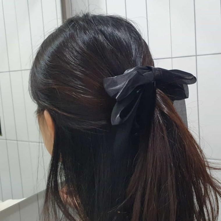 쉬폰 바나나핀 블랙 여성바나나머리핀 여성집게핀