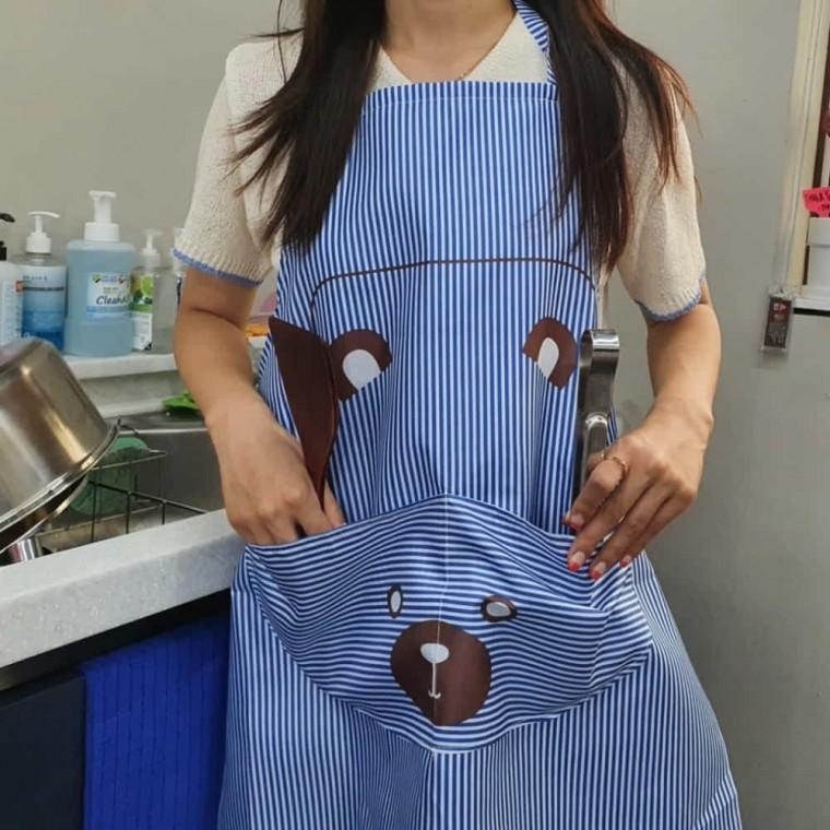 곰돌이 앞치마 블루 애견미용앞치마 예쁜앞치마
