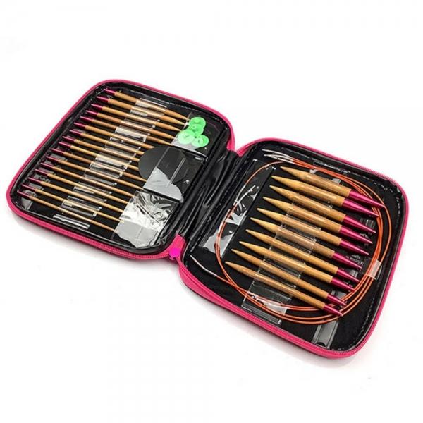 세트 전문가용 뜨개질 조립식 대나무 초보 파우치 우드 대바늘