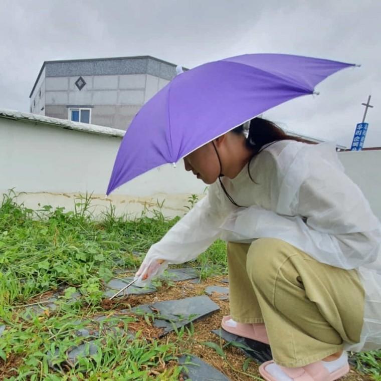 우산모자 소형 퍼플 낚시용품 양산모자